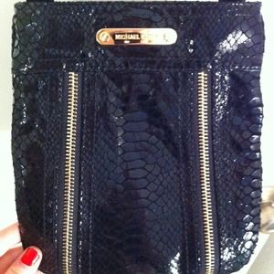 MICHAEL Michael Kors Handbags - Black snake-embossed Michael Kors cross body bag MICHAEL Michael Kors Handbags - Black snake-embossed Michael Kors cross body bag