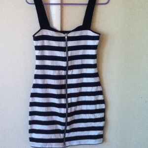 Black and white stripe body con dress H&M, size 8