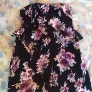 Black, flower print peplum dress