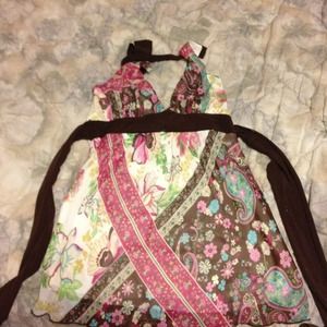 Paisley pastel sheer chiffon halter v neck top Paisley pastel sheer chiffon halter v neck top