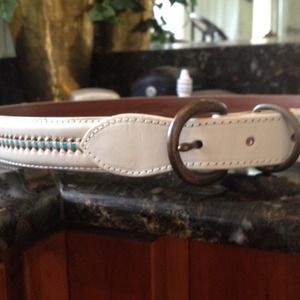 Madewell Accessories - Cream leather belt with turquoise stitching Madewell Accessories - Cream leather belt with turquoise stitching