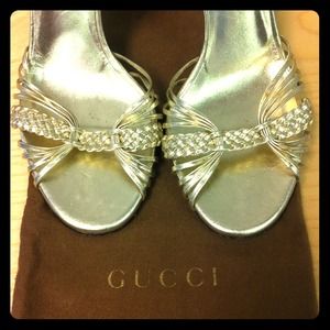 Gucci Shoes - RESERVED! Golden Gucci bamboo braided heels Gucci Shoes - RESERVED! Golden Gucci bamboo braided heels