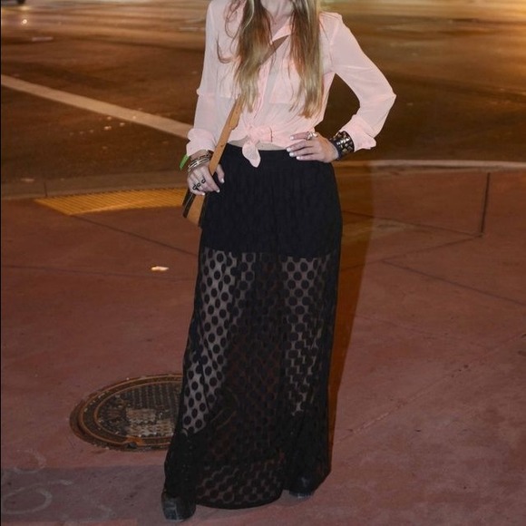 Forever 21 Dresses & Skirts - Black sheer Polk dot skirt 2 Forever 21 Dresses & Skirts - Black sheer Polk dot skirt 2