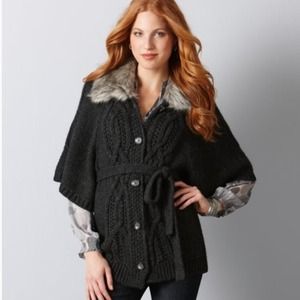 LOFT Outerwear - SOLD Ann Taylor Loft Faux Fur Collar Cape Jacket LOFT Outerwear - SOLD Ann Taylor Loft Faux Fur Collar Cape Jacket