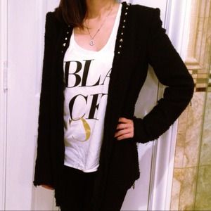 Zara Jackets & Blazers - Black studded tweed blazer Zara Jackets & Blazers - Black studded tweed blazer