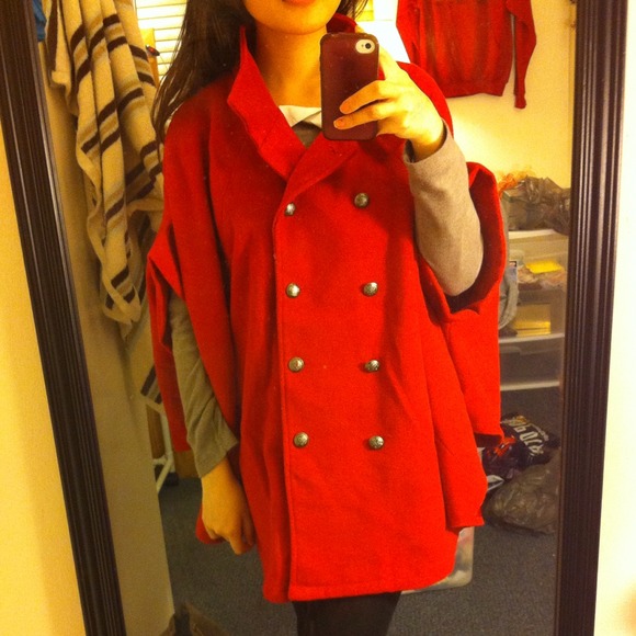 Outerwear - Red cape jacket 3 Outerwear - Red cape jacket 3