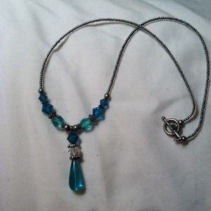 Aqua bead necklace, 18in Aqua bead necklace, 18in