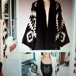 Outerwear - Black Aztec sweater. Outerwear - Black Aztec sweater.