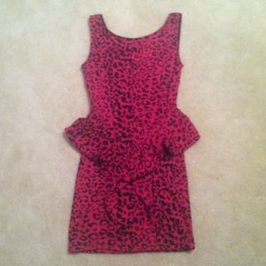 REDUCED!! Pink/black print peplum style dress REDUCED!! Pink/black print peplum style dress