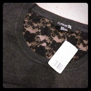 Forever 21 Sweaters - Forever 21 lace back sweater in black size medium Forever 21 Sweaters - Forever 21 lace back sweater in black size medium