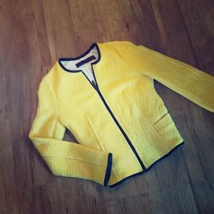 Zara Jackets & Blazers - ZARA tweed like yellow jacket with leather trim Zara Jackets & Blazers - ZARA tweed like yellow jacket with leather trim