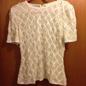 Stenay Tops - Vintage silk top with sequin & bead detail Stenay Tops - Vintage silk top with sequin & bead detail