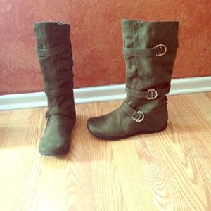 Boots - Olive suede troop style boots Boots - Olive suede troop style boots