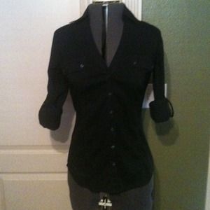 Express Tops - Black Military Button-up From Express Express Tops - Black Military Button-up From Express