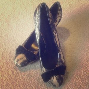 REDUCED! Lace and velvet bow pumps REDUCED! Lace and velvet bow pumps