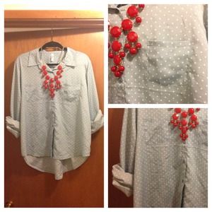Tops - Powder Polka Dot Blouse Tops - Powder Polka Dot Blouse
