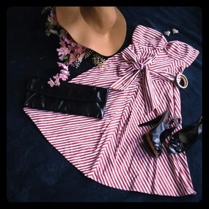 BUNDLED Red and white striped strapless dress BUNDLED Red and white striped strapless dress