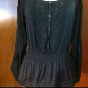π black BeBe peasant peplum top S π black BeBe peasant peplum top S