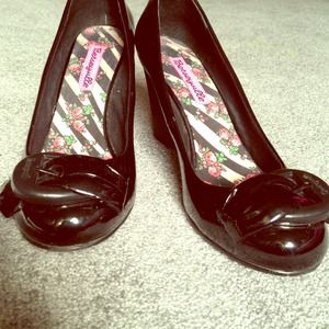 Betsey Johnson Betseyville patent wedge Betsey Johnson Betseyville patent wedge