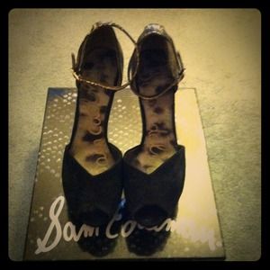 Sam Edelman marina black suede peeptoe pump 8.5 Sam Edelman marina black suede peeptoe pump 8.5