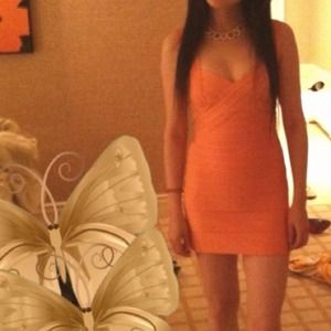 Herve Leger Papaya bandage dress & leopard jacket Herve Leger Papaya bandage dress & leopard jacket