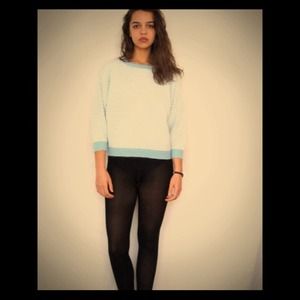 Vintage Mod Baby Blue and Creme Polka Dot Sweater Vintage Mod Baby Blue and Creme Polka Dot Sweater