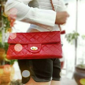 RED quilted clutch purse crossbody RED quilted clutch purse crossbody