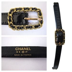 Authentic CHANEL patent leather belt chain buckle Authentic CHANEL patent leather belt chain buckle
