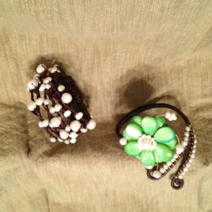 Pearl and light green stone bracelets Pearl and light green stone bracelets