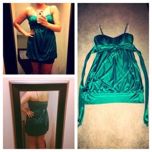 Green Satin Cocktail Bubble Dress Green Satin Cocktail Bubble Dress
