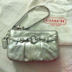 Coach Clutches & Wallets - Coach silver leather wristlet Coach Clutches & Wallets - Coach silver leather wristlet