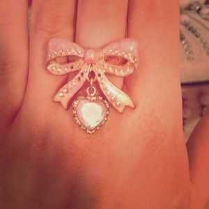 Betsey Johnson bow ring with dangle stone Betsey Johnson bow ring with dangle stone