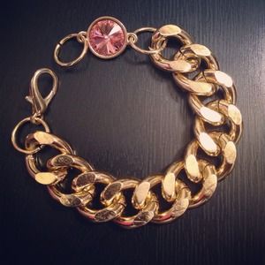 Custom Watermelon Swarovski Gold Chain Bracelet Custom Watermelon Swarovski Gold Chain Bracelet