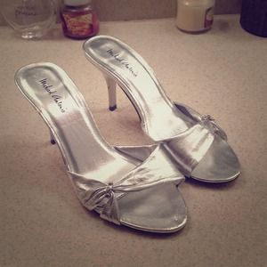 Silver diamond backless heels REDUCED Silver diamond backless heels REDUCED