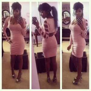 A Beautiful Pink Bandage Cut Out Dress A Beautiful Pink Bandage Cut Out Dress