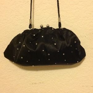 Black Silk Diamond Studded Purse/Clutch Black Silk Diamond Studded Purse/Clutch
