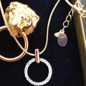 Gold and rhinestone necklace with gold earrings Gold and rhinestone necklace with gold earrings