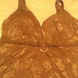 Brand New Chocolate and gold Tankini Top sz 20W Brand New Chocolate and gold Tankini Top sz 20W