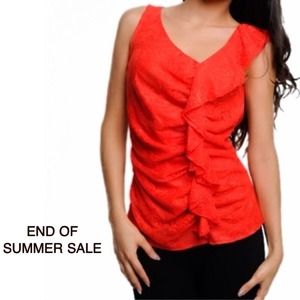 SUMMER SALE. Ruffled Lace Sleeveless Red Top SUMMER SALE. Ruffled Lace Sleeveless Red Top