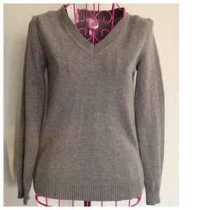Ambiance Apparel Sweaters - Grey Thin Lightweight Plain Basic V-neck Sweater Ambiance Apparel Sweaters - Grey Thin Lightweight Plain Basic V-neck Sweater