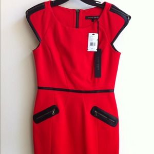 Red w/Black trim Cynthia Steffe Dress, New, Size 4