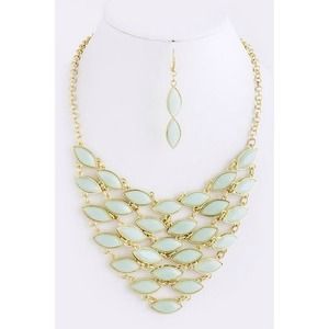 LAST ONE! Mint Beaded Bib Necklace LAST ONE! Mint Beaded Bib Necklace
