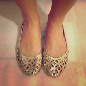 NEW COACH Gold Cutout Leather Flats NEW COACH Gold Cutout Leather Flats
