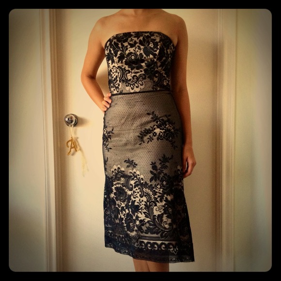 White House | Black Market Dresses & Skirts - Black lace over nude dress White House | Black Market Dresses & Skirts - Black lace over nude dress