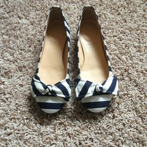 J.Crew Cece stripe ballet flats Bow Navy Ivory 6.5 J.Crew Cece stripe ballet flats Bow Navy Ivory 6.5