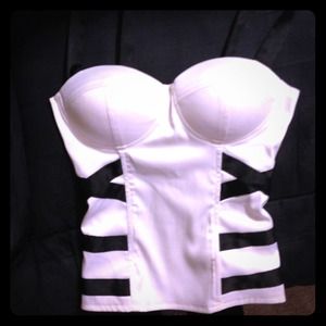 Ivory & black corset style top Ivory & black corset style top