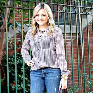 Frenchi Jewel Tone Printed Blouse Frenchi Jewel Tone Printed Blouse