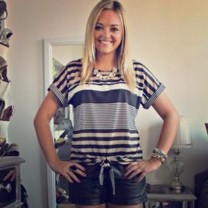 Wallis Striped Tie-front Tee Wallis Striped Tie-front Tee