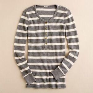 J.Crew Gray/White Stripe Thermal Henley J.Crew Gray/White Stripe Thermal Henley