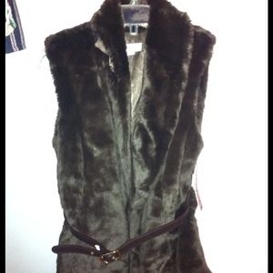 Faux Fur Vest with a Belt Faux Fur Vest with a Belt